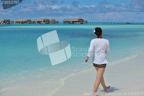 Image of happy woman enjoy  summer time