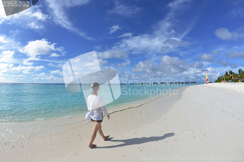 Image of happy woman enjoy  summer time