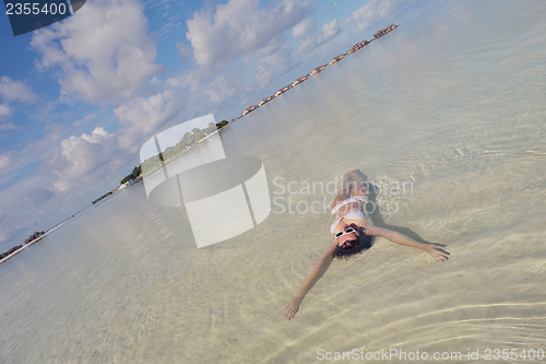 Image of happy woman enjoy  summer time
