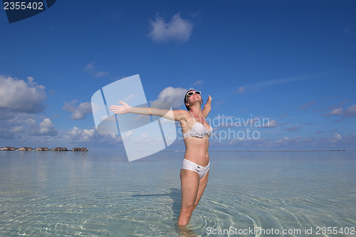 Image of happy woman enjoy  summer time