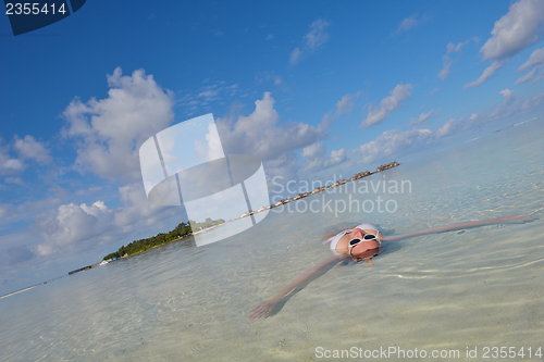 Image of happy woman enjoy  summer time