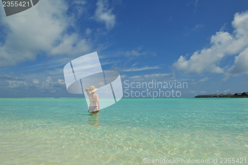 Image of happy woman enjoy  summer time
