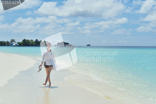 Image of happy woman enjoy  summer time