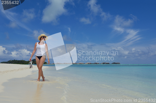 Image of happy woman enjoy  summer time