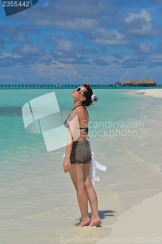 Image of happy woman enjoy  summer time