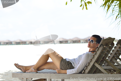 Image of happy woman enjoy  summer time