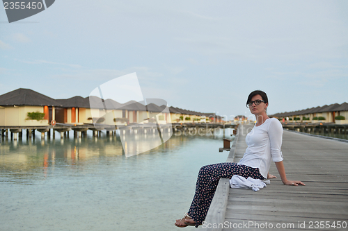 Image of happy woman enjoy  summer time