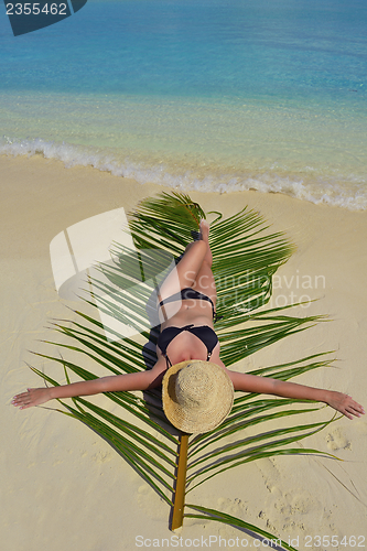 Image of happy woman enjoy  summer time