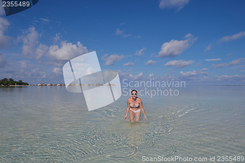Image of happy woman enjoy  summer time