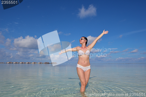 Image of happy woman enjoy  summer time
