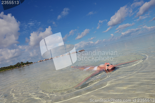 Image of happy woman enjoy  summer time
