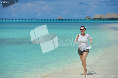 Image of happy woman enjoy  summer time