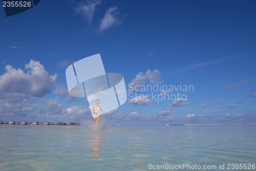 Image of happy woman enjoy  summer time