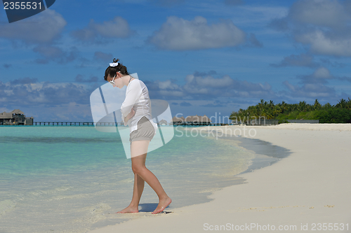 Image of happy woman enjoy  summer time