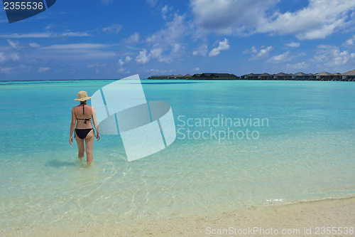 Image of happy woman enjoy  summer time
