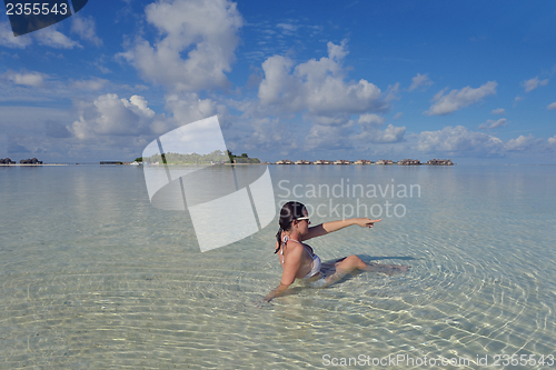 Image of happy woman enjoy  summer time