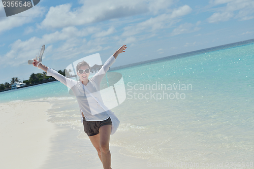 Image of happy woman enjoy  summer time