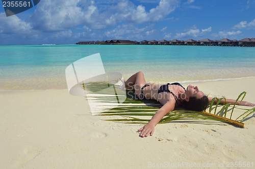 Image of happy woman enjoy  summer time
