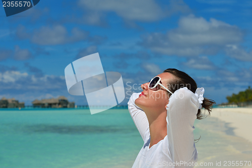 Image of happy woman enjoy  summer time