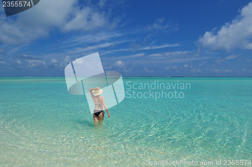 Image of happy woman enjoy  summer time