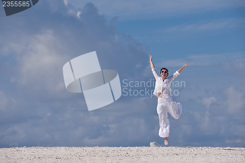 Image of happy woman enjoy  summer time