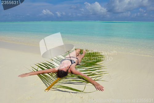 Image of happy woman enjoy  summer time