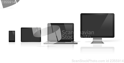 Image of computer, laptop, mobile phone and digital tablet pc