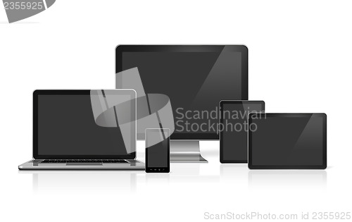 Image of computer, laptop, mobile phone and digital tablet pc