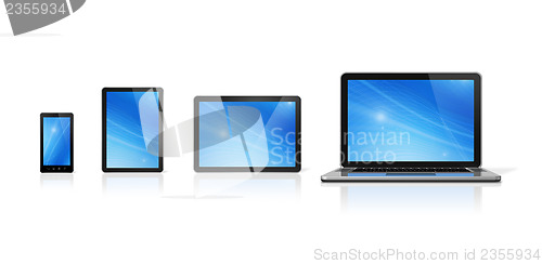 Image of Laptop, mobile phone and digital tablet pc