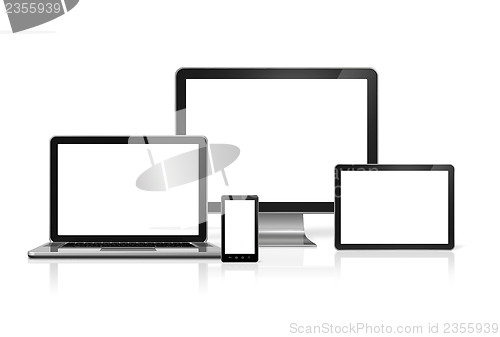 Image of computer, laptop, mobile phone and digital tablet pc