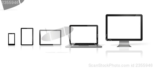 Image of computer, laptop, mobile phone and digital tablet pc