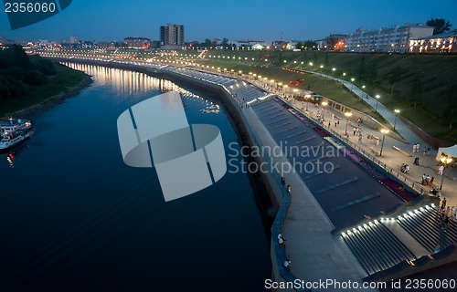 Image of pedestrian quay on Tura river in Tyumen