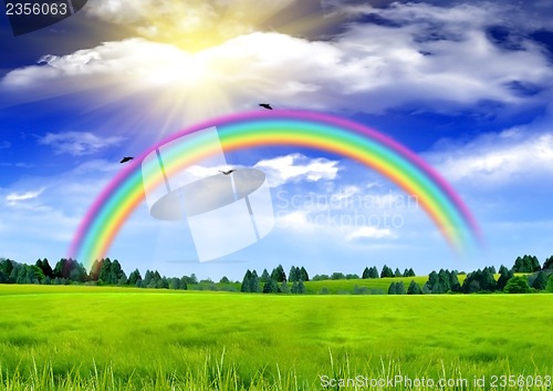 Image of Rainbow in the blue sky