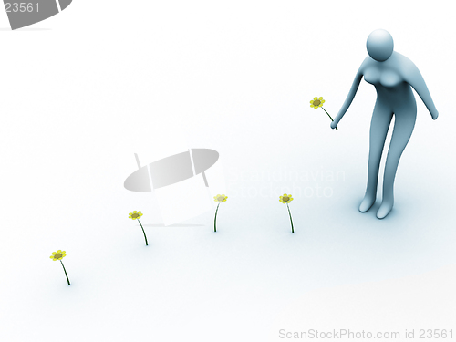 Image of 3d woman collecting flowers