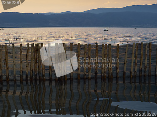 Image of Reflection of the wooden fence