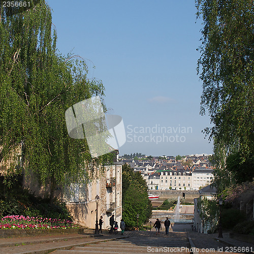 Image of Angers north riverbank seen from the cathedral stairs, april 201