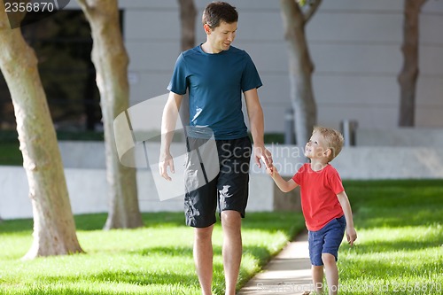 Image of family of two outdoors