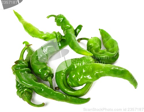 Image of Green peppers on white background