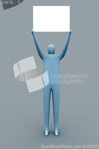 Image of 3d person holding an empty template for you to use as you like.