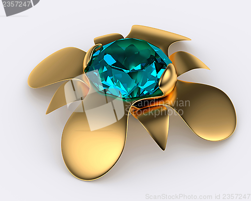 Image of golden brooch with diamond