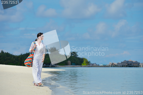 Image of happy woman enjoy  summer time