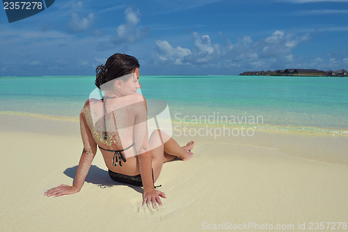 Image of happy woman enjoy  summer time