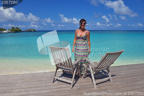 Image of happy woman enjoy  summer time