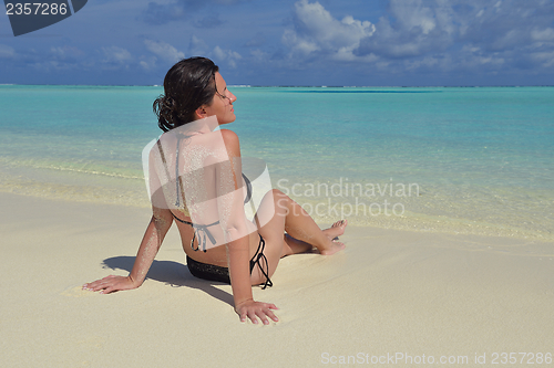 Image of happy woman enjoy  summer time