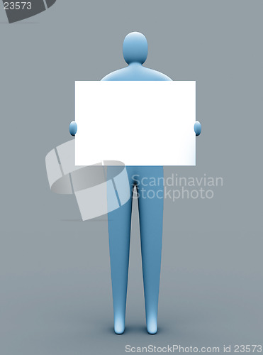 Image of 3d person holding an empty template for you to use as you like.