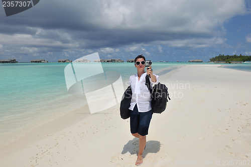Image of happy woman enjoy  summer time