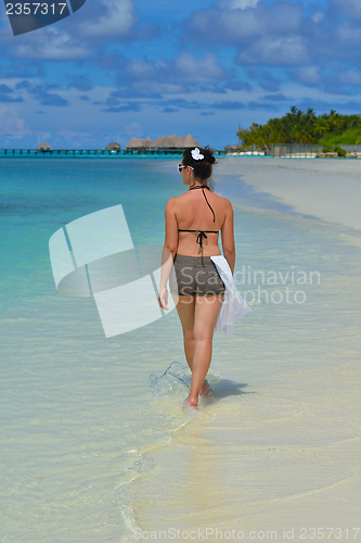 Image of happy woman enjoy  summer time