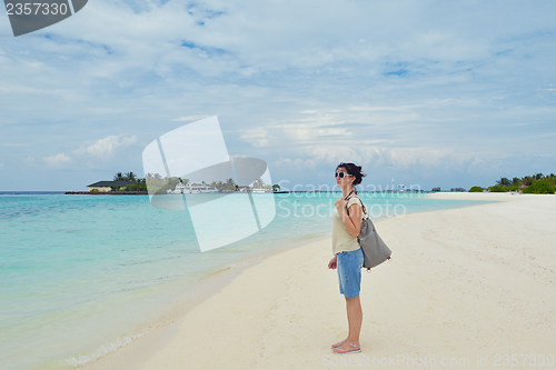 Image of happy woman enjoy  summer time
