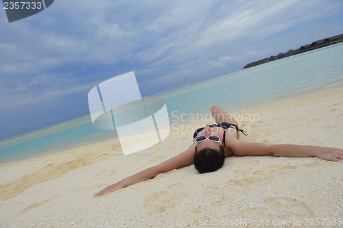 Image of happy woman enjoy  summer time
