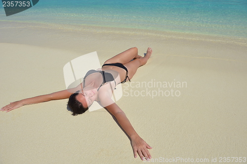 Image of happy woman enjoy  summer time